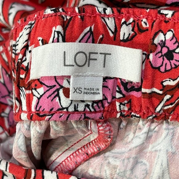 Loft Fluid Wide Leg Crop Pants Spring Bloom Pink Red XS Extra Small - Picture 3 of 5